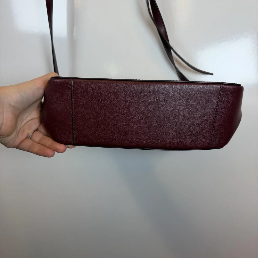 Kate Spade Crossbody Bag Womens Small Burgundy Leather Zip Purse Gold Hardware
